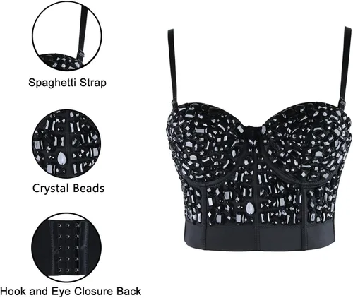 Vista 5 de Charmian Brasier con realce de diamantes de imitación punk para mujer, para fiesta