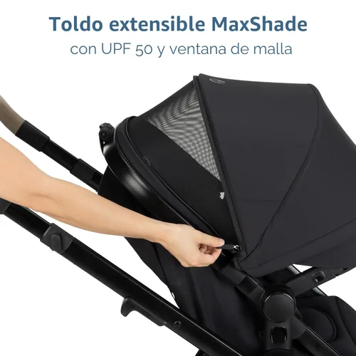Vista 11 de Maxi-Cosi Zelia Pro Sistema de viaje 5 en 1 con asiento de automóvil infantil Mico Pro, combo de cochecito de bebé, asiento reversible, ruedas