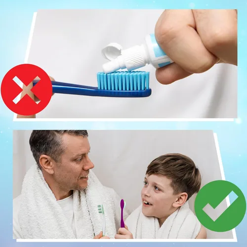 Vista 6 de READYBRUSH JR 30 Cepillos de dientes reutilizables para niños prepegados con pasta de dientes sabor a goma de mascar en las cerdas, cepillos