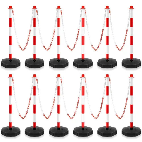 Vista 9 de Konohan Paquete de 6 delineadores de cono de estacionamiento de 34 pulgadas, juego de puntal de plástico para poste de tráfico, barrera de blanco