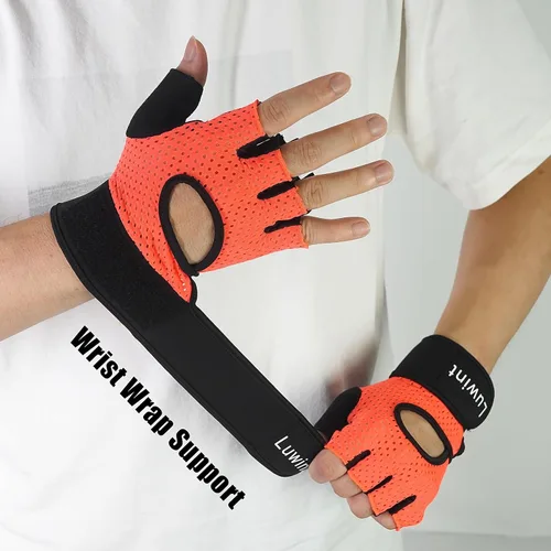 Vista 3 de Luwint Ventilated Workout Gloves, Flexible Full Palm Wrist Support for Men and Women Exercise, Weight Lifting, Gym, Cycling