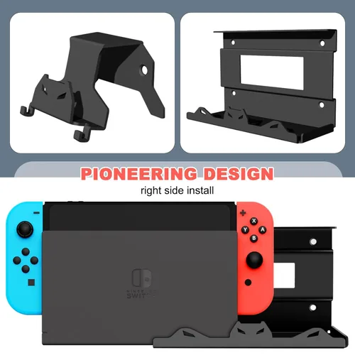 Vista 3 de BracNova Wall Mount for Nintendo SwitchSwitch OLED -Steel Switch Wall Mount with Controller Holder Safely Store Your Switch Console Near or Behind