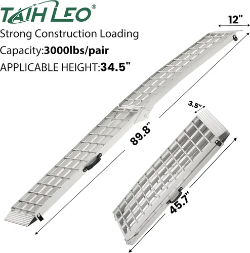 Vista 2 de Rampas para camiones de capacidad de 3000 libras – 2 rampas de carga resistentes de 7.5 pies, rampas de carga plegadas para motocicletas