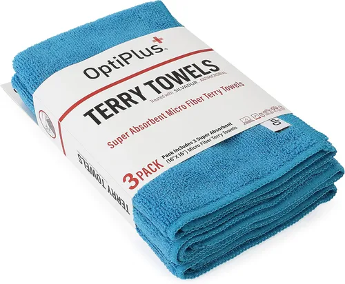 Vista 2 de OptiPlus Paquete de limpieza natural de lentes y pantallas de 16 onzas, toallitas para lentes, paño de microfibra y toalla de microfibra de 16 x 16