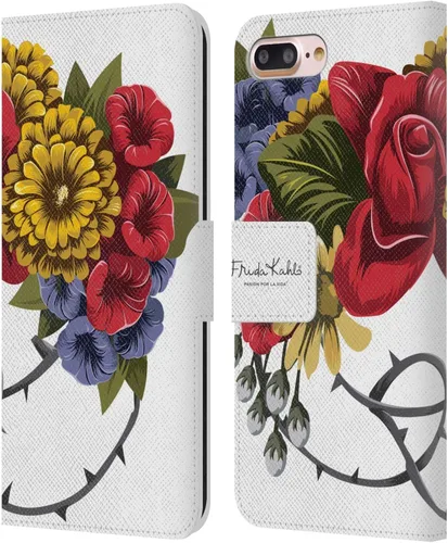 Vista 47 de Head Case Designs Funda con licencia oficial de Frida Kahlo Portrait Red Florals - Funda de piel tipo cartera compatible con Apple iPhone 14 Pro