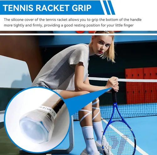 Vista 6 de Cubierta de extremo de raqueta de tenis, tapa de extremo de mango de raqueta de tenis, cubiertas traseras de silicona, accesorios deportivos