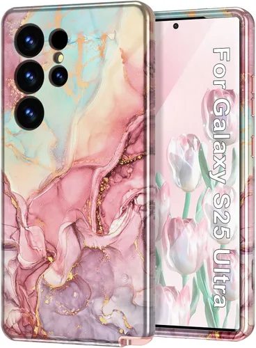 Vista 30 de Btscase para Samsung Galaxy S25, [Probado contra caídas de grado militar] Funda protectora de diseño de patrón de mármol, resistente, delgada