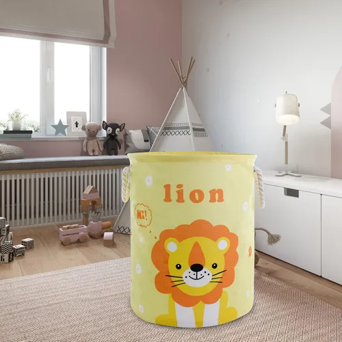 Vista 6 de Bonita cesta de almacenamiento con asas de cuerda, canastas plegables grandes y redondas de almacenamiento de juguetes, canasta de lavandería