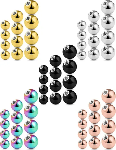 Ftovosyo 40-60 bolas de repuesto de acero quirúrgico 316L 14G 16G 0118-0236in 316L para joyería corporal piercing de barra cuentas de tornillo para
