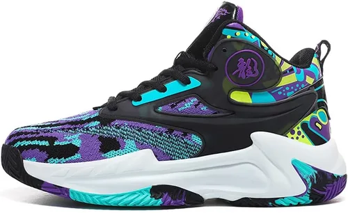 Vista 2 de Tenis de baloncesto unisex de caña alta, ligeros, para correr, trotar, para jóvenes