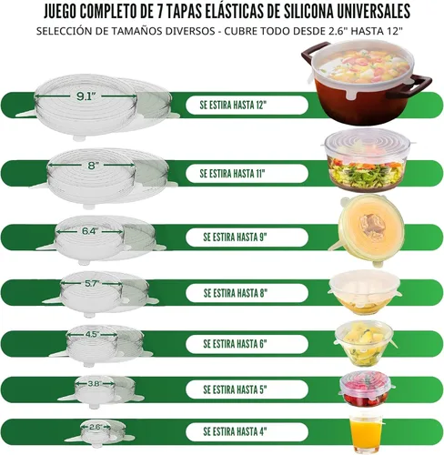Vista 2 de Tapas elásticas reutilizables de silicona para almacenamiento de alimentos en refrigerador - Cubiertas elásticas resistentes al calor para tazones