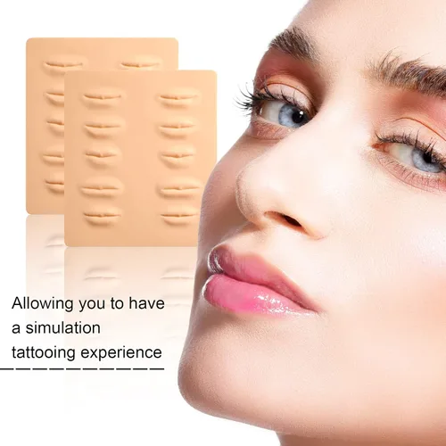 Vista 5 de 3 piezas de tatuaje práctica de labios microblading piel 3D falsa piel para labios maquillaje permanente tatuaje piel silicona tatuaje práctica