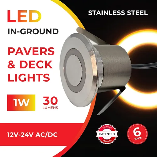 Vista 2 de LUMENGY Luz LED para pavimentadora y cubierta con efecto de luz de anillo patentado, 1 W, 12 V de bajo voltaje, IP67 impermeable, para cubiertas