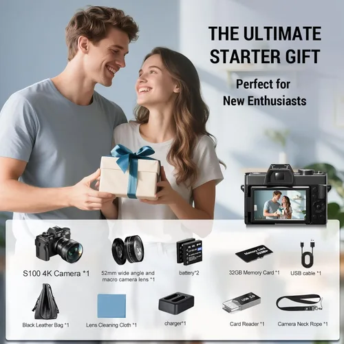 Vista 8 de Cámaras digitales para fotografía 4K 48MP con enfoque automático y antivibración, cámara de vlogging para YouTube con pantalla abatible de 180° de 3