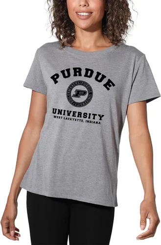 Vista 370 de Colección oficial de camisetas sueltas con logotipo de círculo envejecido universitario para mujer, jaspeado atlético