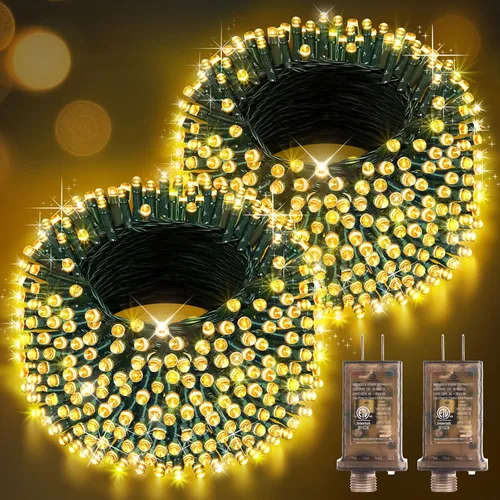 Vista 11 de Hezbjiti Luces de Cadena Navideñas LED de 1000 LED 403 Pies para Exteriores, 8 Modos de Iluminación IP44 Luces de Hadas Impermeables
