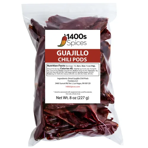 Vista 8 de 1 libra de chile sin tallo de guajillo, pimientos secos enteros, chiles descolados por 1400s Spices