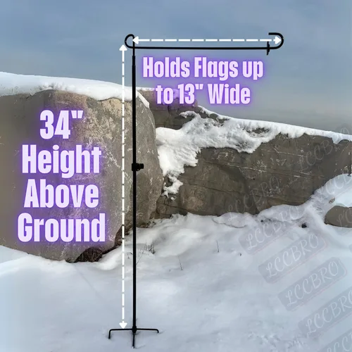 Vista 2 de LCCBRO Soporte para Bandera de Jardín con Poste y Base de 5 Puntas para Bandera Doble Exterior, Soporte de Bandera de Patio Más Estable a Prueba