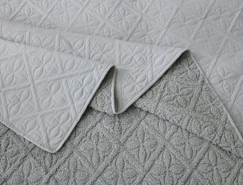 Vista 8 de Chezmoi Collection Bethany - Juego de edredón Sherpa de 3 piezas tamaño King, manta de sherpa acolchada floral, reversible, de microfibra lavada