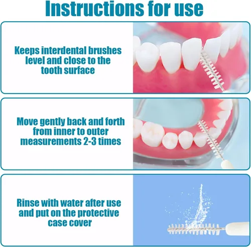 Vista 4 de Huakaile 50 cepillos de llaves para limpieza con estuche de almacenamiento, cepillo interdental interproximal entre dientes, 5 colores llaves