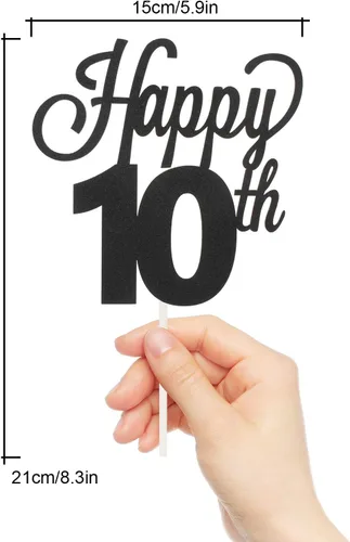 Vista 3 de LINGTEER - Decoración para pastel con texto "Happy Birthday 100", color negro