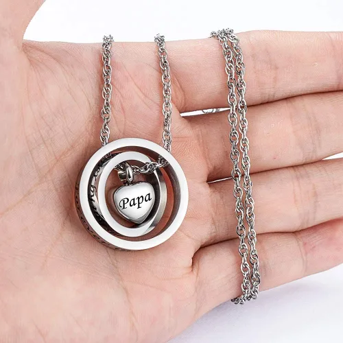 Vista 5 de XIUDA Collar de urna para cenizas No Longer by My Side, Forever in My Heart Tallado Locket Collar de cenizas cremadas