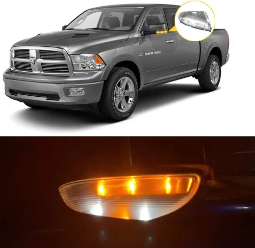 Vista 5 de Jinfili Ensamble de luces de señal de giro LED para espejo retrovisor delantero derecho Luz de charco para lado del pasajero Compatible con Dodge