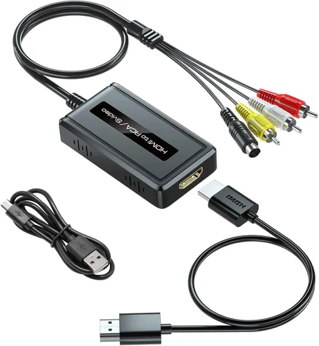Convertidor HDMI a S-Video/RCA, HDMI 1080P a Svideo compuesto AV + R/L convertidor de audio compatible con DVD/PS3/PS4/TV Stick
