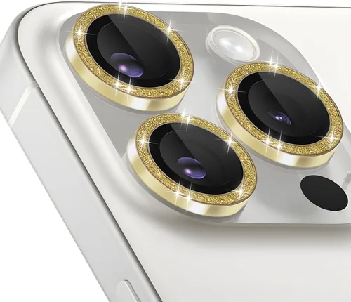 Vista 21 de Protector de lente de cámara para iPhone 15 Pro/15 Pro Max, protector de lente de anillo de cámara de vidrio templado individual con bandeja