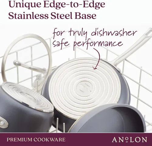 Vista 6 de Anolon Accolade - Sartén cuadrada anodizada dura forjada con boquillas, 11 pulgadas, gris piedra lunar