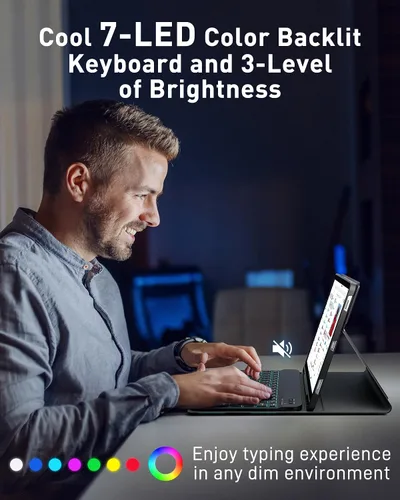 Vista 6 de Funda de teclado para Tab A9 de 8.7 pulgadas con teclado Samsung Galaxy Tab A9-2023 (SM-X110/SM-X115) Funda para tableta con teclado mágico