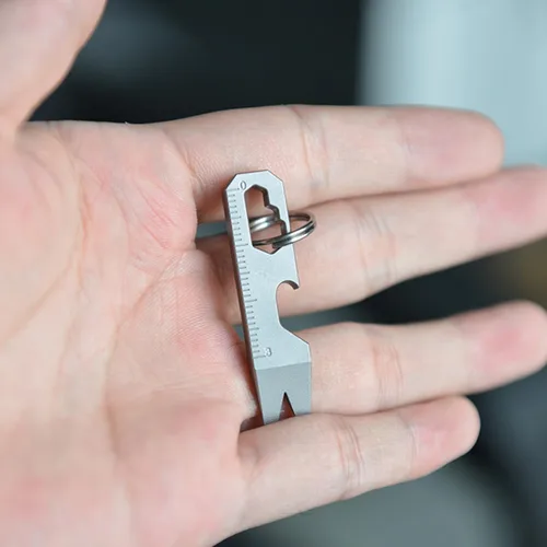 Vista 6 de Hamans EDC - Llavero de palanca de bolsillo multiherramienta, titanio, pequeño para llaveros