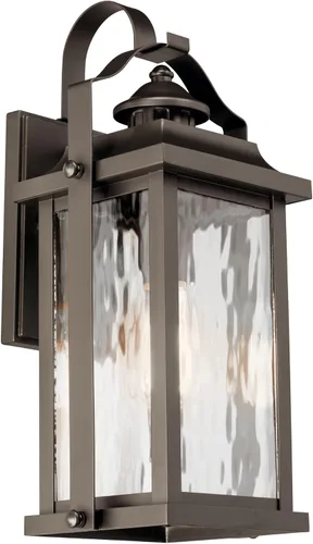 Vista 7 de Kichler Linford - Lámpara de pared para exteriores, 1 luz, bronce antiguo Lámpara de pared tradicional para exteriores con vidrio de agua