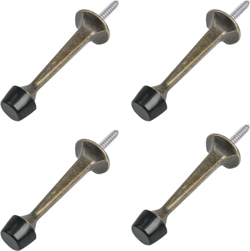 HOMOTEK - Paquete de 4 topes de puerta rígidos y resistentes con punta de goma suave, tope de puerta de zinc fundido para proteger la pared y la