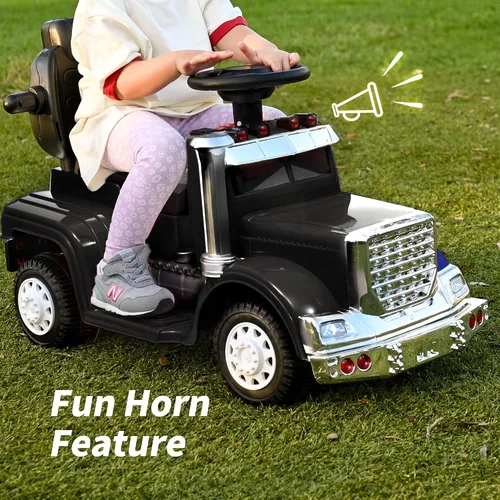 Vista 4 de Outfunny - Coche de empuje 3 en 1 para niños pequeños de 1 a 3 años con mango y música, color negro Pushing / Walking / Sliding, Max Load 55lb, Fun