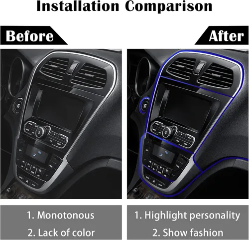 Vista 5 de Tiras decorativas para interior de automóvil, ajuste universal de 9.8 pies para puertas y tablero, decoración de electrochapado flexible, accesorios