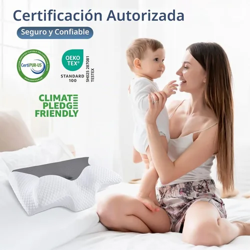 Vista 8 de HOMCA Almohada cervical de espuma viscoelástica con contorno para el alivio del dolor, almohada ortopédica para el cuello para quienes duermen