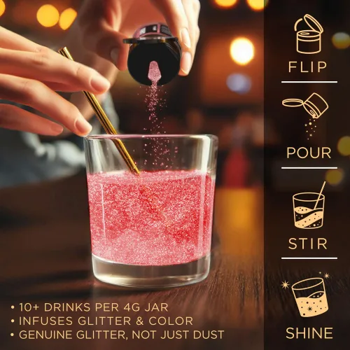 Vista 11 de Brew Glitter - Purpurina comestible rosa claro para bebidas, cócteles, cerveza y bebidas 1 frasco de 4g