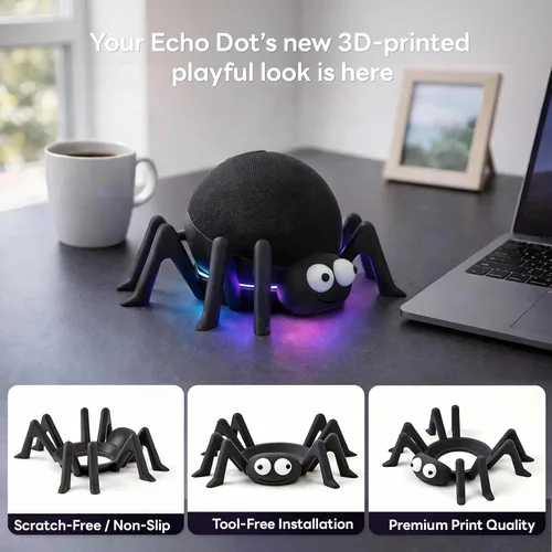 Vista 3 de Cute Spider Stand for Echo Dot 4th & 5th Gen, 3D Printed Big-Eye Spider Holder for Echo Dot, Decorative Desktop Speaker Stand