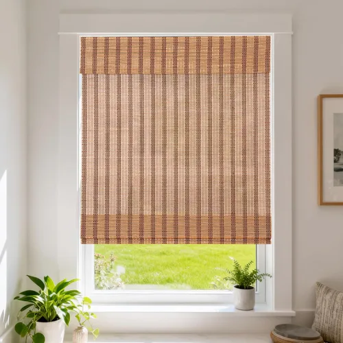 Vista 12 de LETAU Persianas romanas de madera sin cordón para ventana, persianas de bambú con filtro de luz para interiores, hogar, oficina, cocina, patrón 1
