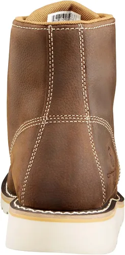 Vista 4 de Carhartt Botas de trabajo impermeables de 6 pulgadas con cuña de punta de acero tipo mocasín para hombre marrón oscuro aceitado bronceado