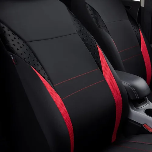 Vista 5 de Flying Banner Fundas de asiento de automóvil, juego completo de malla de cuero sintético para asiento trasero, dividido, a la moda, para mujer