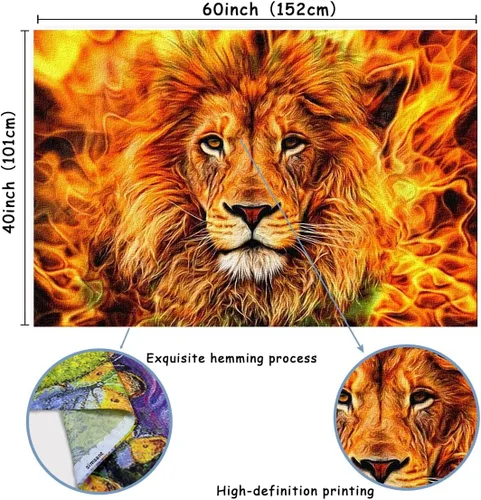 Vista 7 de Tapiz de cabeza de león Rasta, 60 x 40 pulgadas, arte de pared de león de Judá para decoración del hogar