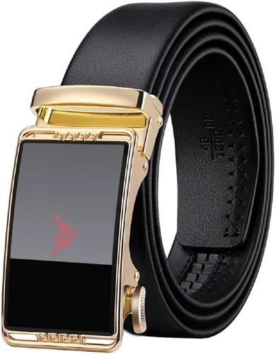 VANNANBA Leather Ratchet Belts for Men Automatic Buckle with Belt Box, Gift for Men