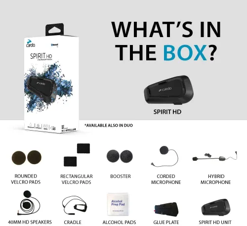 Vista 2 de Cardo Spirit HD - Auriculares de comunicación Bluetooth para motocicleta, color negro, paquete individual