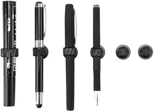 Vista 4 de BTSKY ® Paquete de 12 clips de soporte para bolígrafos chapados en negro, autoadhesivo, soporte para lápices con lazo de resorte ajustable, se