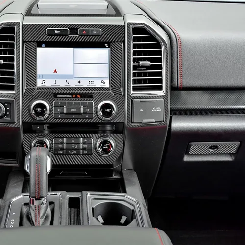 Vista 3 de YAMUDA Compatible con calcomanía decorativa de fibra de carbono para Ford F150 2015 2016 2017 2018 2019 2020 (negro 58 piezas)