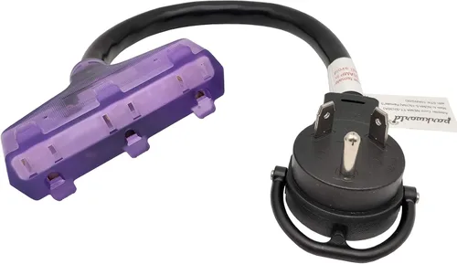 Parkworld 885880D RV 30A a (3) 15A Tri Outlet Cable adaptador doméstico de 125 V, macho con mango TT-30P a (3) 5-15R hembra con iluminación (1.5
