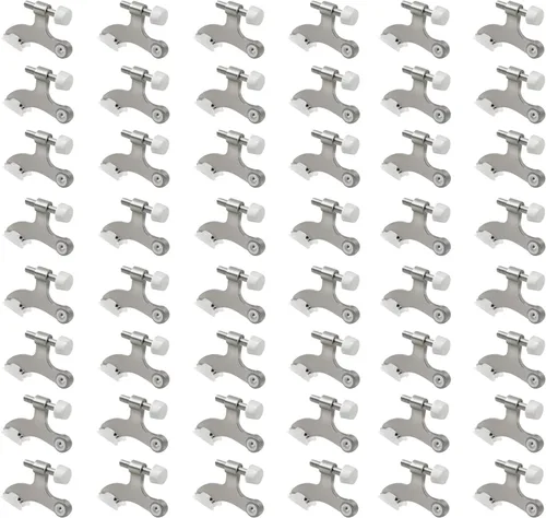 Vista 24 de Paquete de 4 topes de puerta de perno de bisagra negros, tope de puerta de perno de bisagra ajustable de alta resistencia con puntas de tope de goma