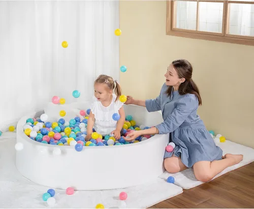 Vista 8 de Pozo de bolas suave extra grande para niños pequeños, 51 x 11.8 pulgadas, pozo de bolas de espuma para bebés y niños, gris